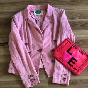 🌸Anthropologie Pink Peach Linen  Jacket